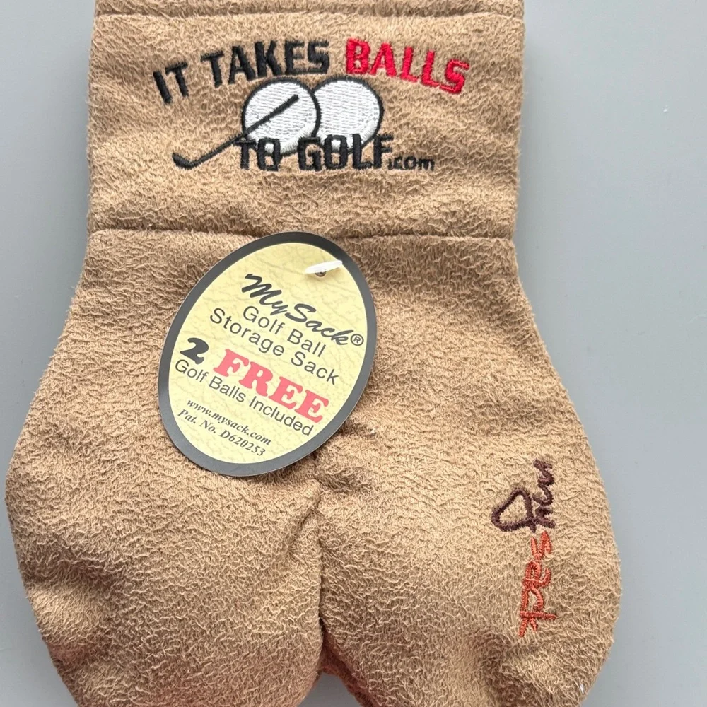It takes balls Tan Golf Ball Storage Sack - Picture 2 of 4